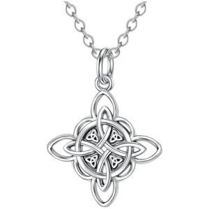 YFN Women's Witch Knot Birthstone Necklaces Retro Silver